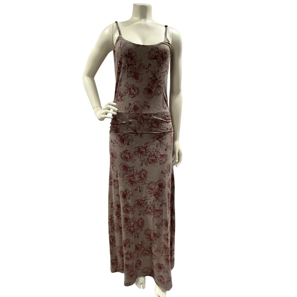 Toad & Co. Long Island Maxi Dress Women's Sz Small Taupe Pink Floral Shelf Bra